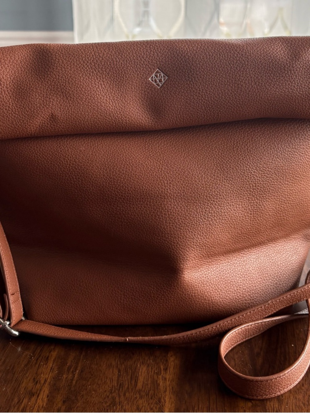 LAMBERT Kate Pebbled Brown synthetic Leather lunch Bag with Adjustable Strap
